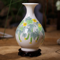 景德镇陶瓷器花瓶 骨瓷薄胎花瓶釉下五彩现代家具装饰摆件 玉壶春