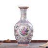 景德镇陶瓷器 珐琅彩花瓶 现代时尚家居装饰客厅工艺品摆件 保龄球瓶 菊花