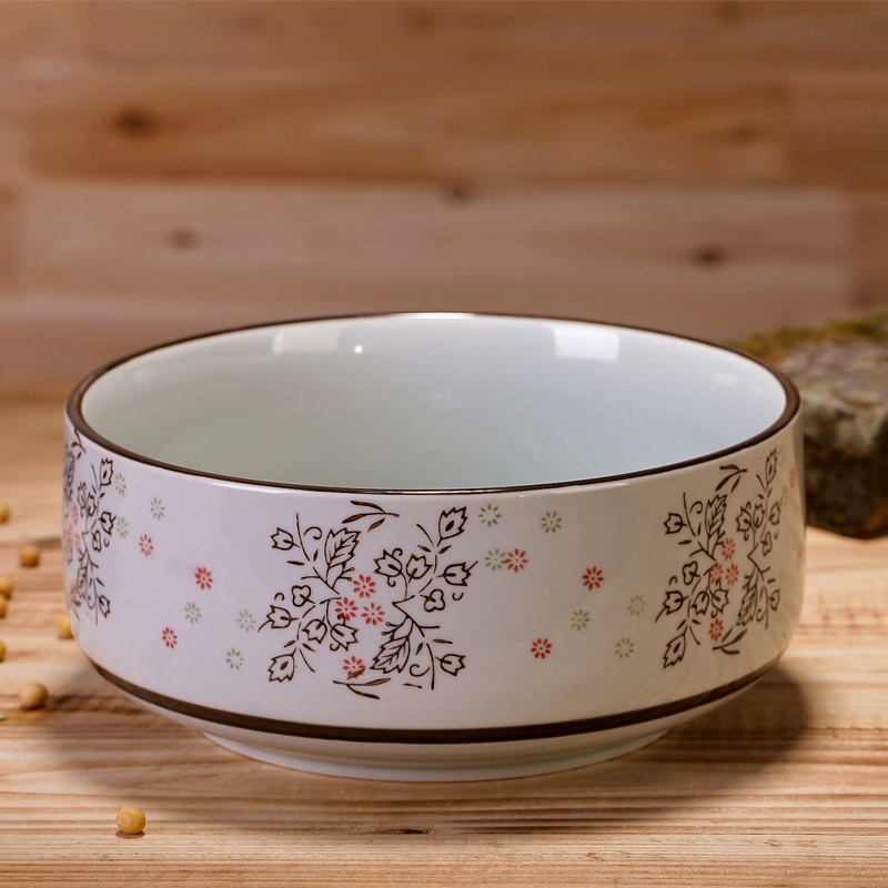 汤碗 陶瓷汤碗大号 日式釉下彩手绘大汤碗面碗 唐草