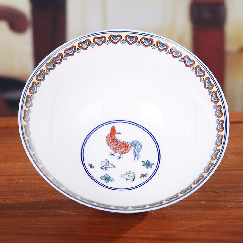 景德镇仿古瓷碗 5英寸陶瓷米饭碗 高脚餐具碗 中式骨瓷碗 仿古鸡公碗 十个套装