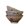 日式陶瓷7.5英寸大面碗喇叭碗高脚饭碗拉面碗外纹碗米饭碗斗笠碗 四色套装