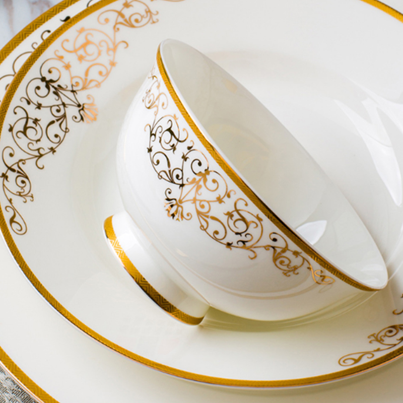 风源fy60头骨瓷餐具碗 家用碗碟套装组合 欧式盘碗碟创意送礼