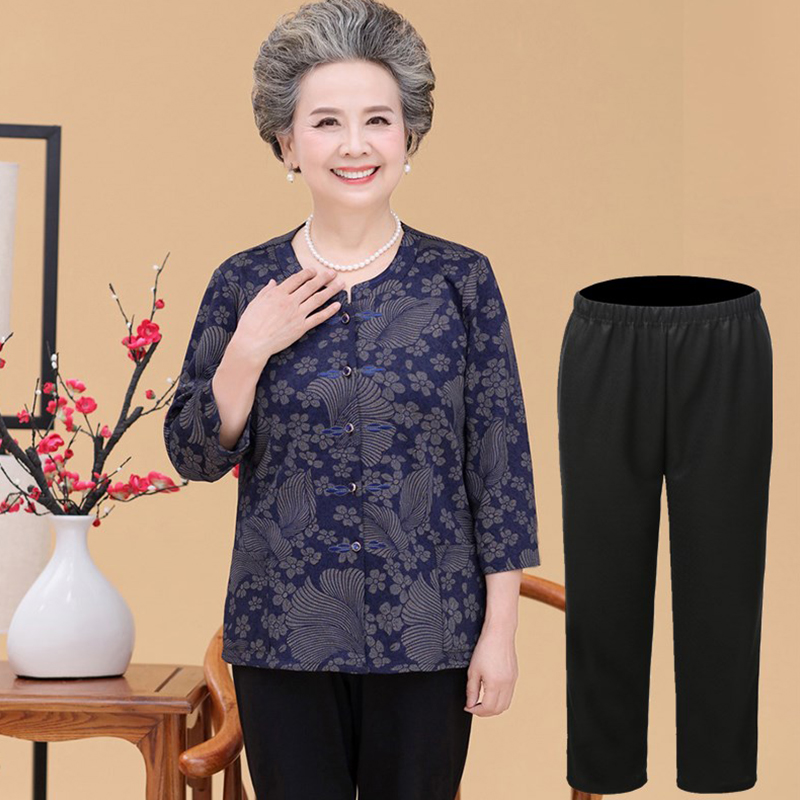 奶奶装春装套装607080岁衬衫妈妈装女装中老年人秋装老人衣服marpairs