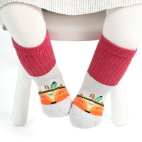 JEENH 秋冬季婴儿袜子纯棉加厚保暖毛圈宝宝袜新生儿中筒棉袜4双装