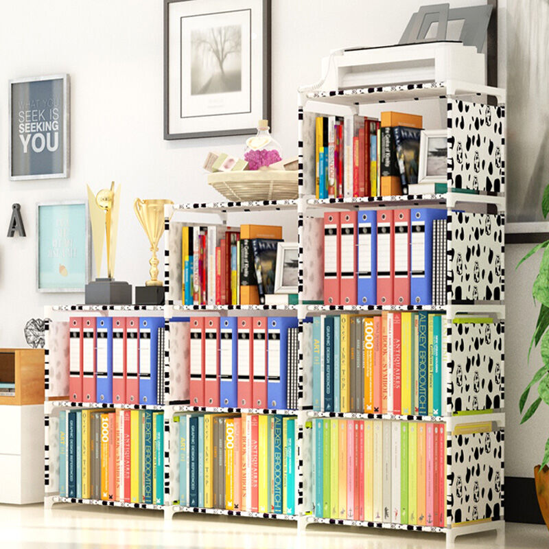 家时光 简易书架落地置物架学生儿童组合小书柜桌上收纳多功能组装创意