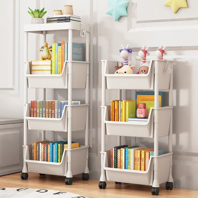家时光 置物架书架可移动收纳家用小推车带轮落地简易书柜儿童玩具收纳架