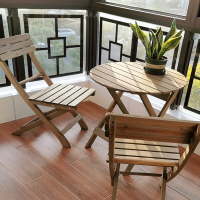古达折叠餐桌免桌椅组合便携阳台木制圆桌学习书桌花桌