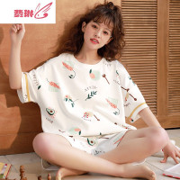 睡衣女夏季常规款短袖夏天韩版学生可爱女士服两件套装 费琳