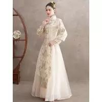 新款秀禾服新娘2020新款结婚旗袍敬酒服女婚纱礼服中式中国风金色秀禾