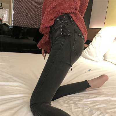 韩版时尚休闲套装春季红慵懒风毛衣+高腰牛仔裤小脚裤两件套女麦瑞思(MAR PAIRS)