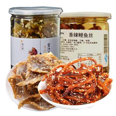 碳烤鱿鱼丝香辣鳗鱼丝蜜汁黄花鱼海味零食净重 辣黄花鱼155g+辣鳗鱼丝155g