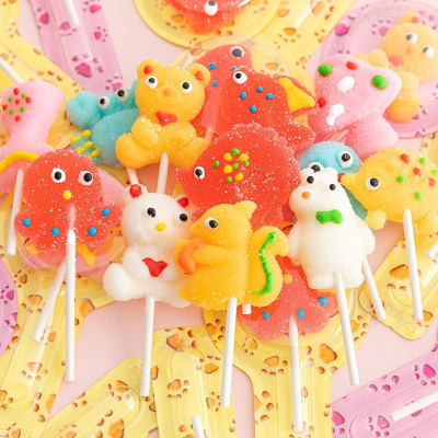 卡通软糖棒棒糖批发价水果味软糖动物图案独立包装网红糖果小零食