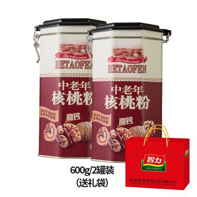 中老年无蔗糖高钙核桃粉600g罐速溶即食冲饮代餐粉中秋送礼袋