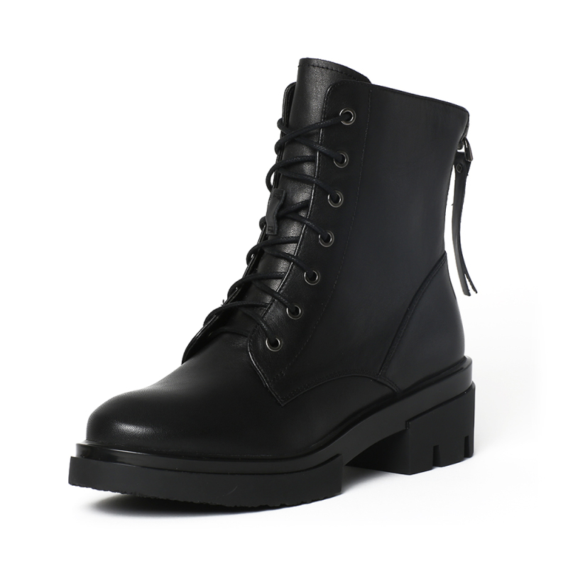 Teenmix/天美意冬季专柜同款黑色小牛皮女靴6R542DD6