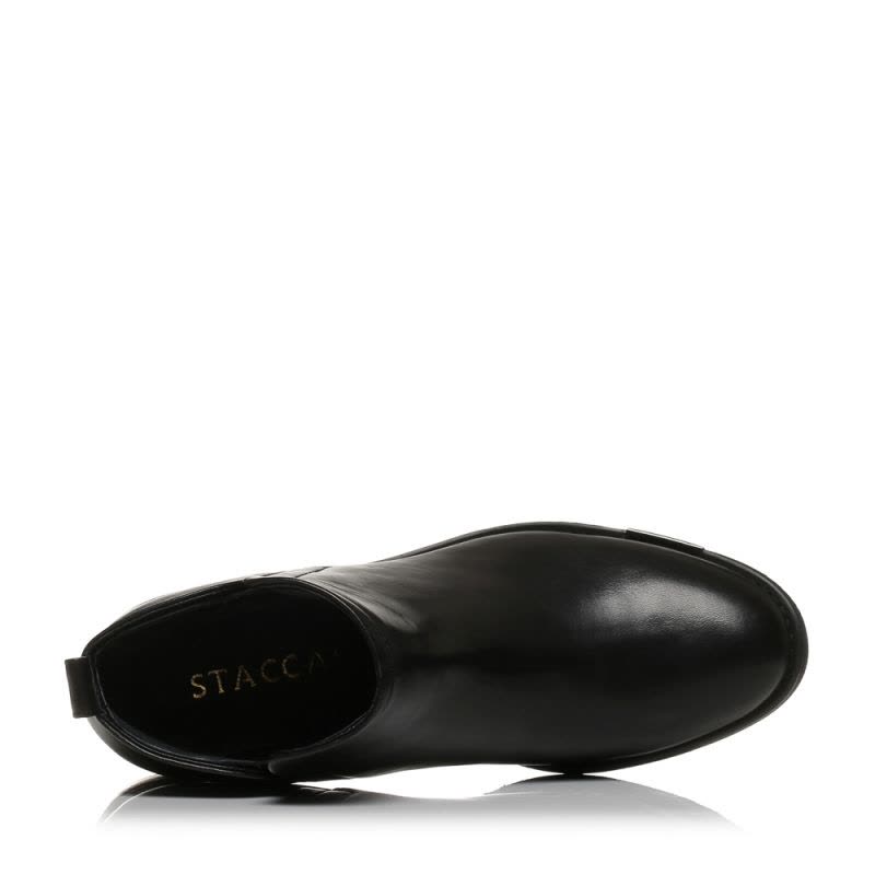 STACCATO/思加图冬季专柜同款黑色打蜡胎牛皮短筒女皮靴9RA60DD6图片