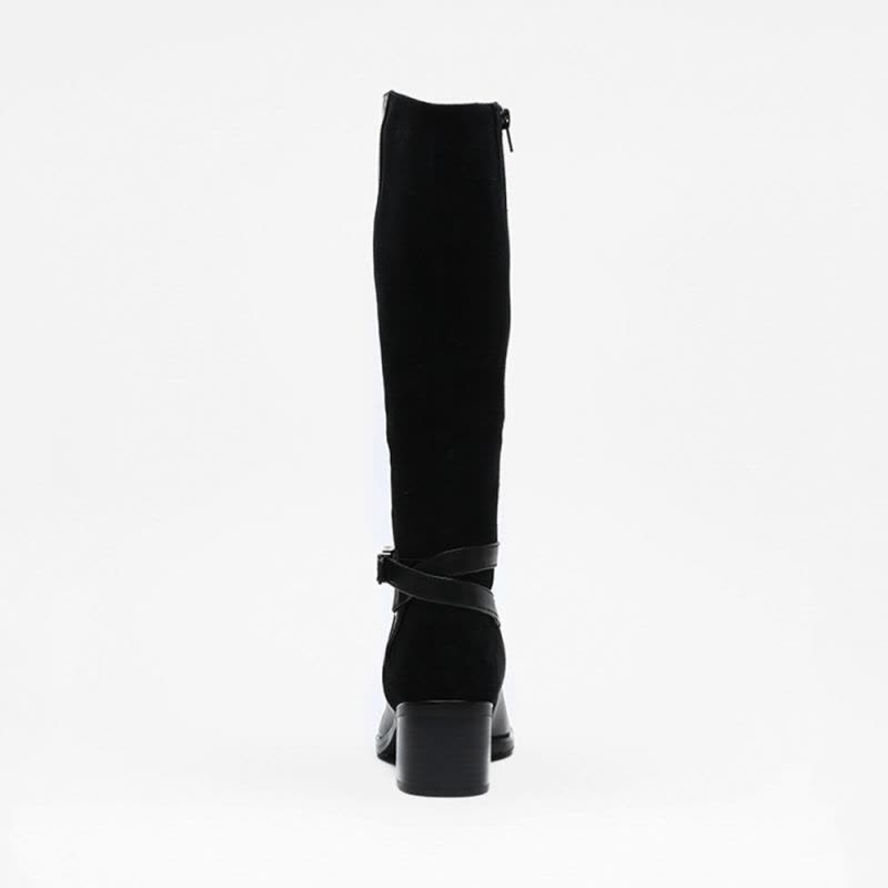 STACCATO/思加图冬季专柜同款黑色牛皮/羊皮女长靴9SF13DG6图片