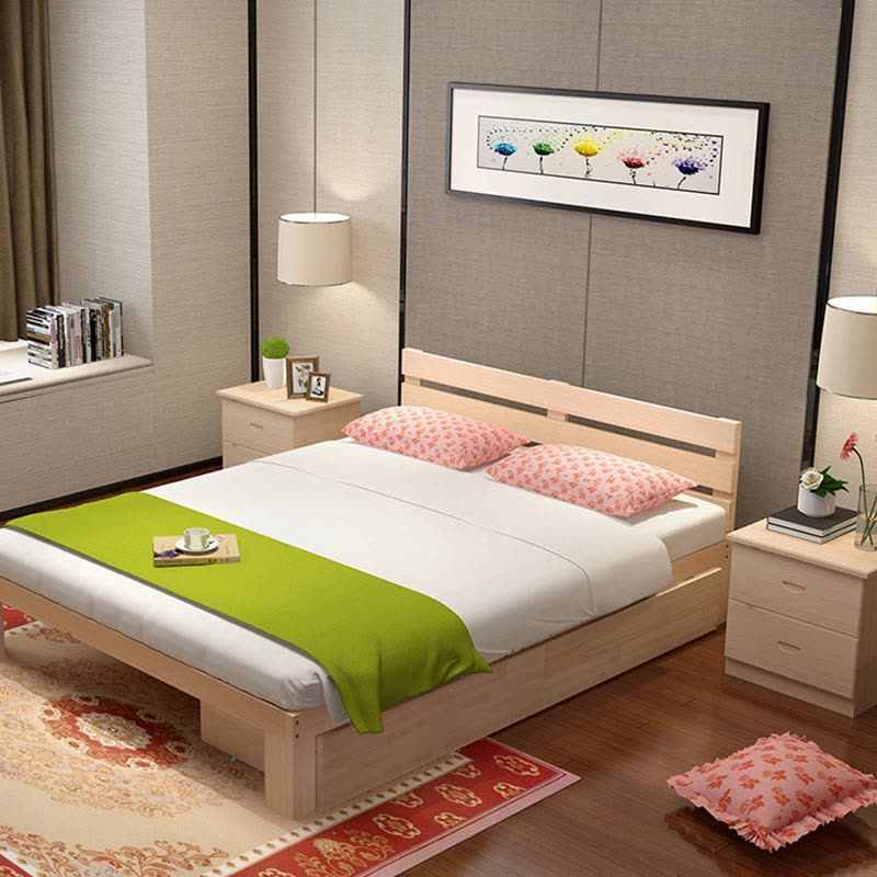 艾帛利(AIBOULLY) 床 实木床 松木床 榻榻米床 单人床双人床简约现代木质床1.2米1.5米1.8m出租屋床图片