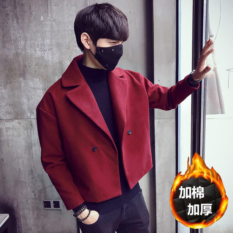 2018风衣男冬季短款外套2018新款韩版发型师