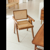 新中式手工藤椅子ins藤编阿斯卡利中古椅设计师家具复古家用靠背扶手餐椅