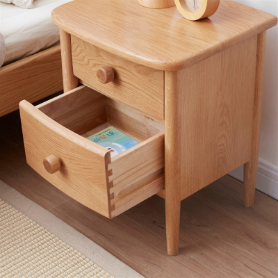 儿童床头柜阿斯卡利现代简约橡木床边小柜子北欧两抽收纳柜