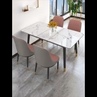 北欧轻奢折叠餐桌阿斯卡利家用小户型钢化玻璃现代简约可伸缩折叠吃饭桌子