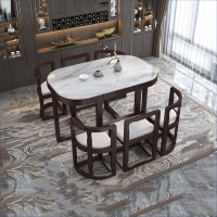 大理石餐桌阿斯卡利收缩家用现代小户型餐桌椅组合吃饭长方形简约圆桌