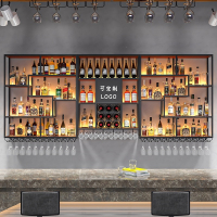 定制吧台酒柜酒吧壁挂式酒架阿斯卡利工业风红酒架子展示架餐厅创意铁艺置物架
