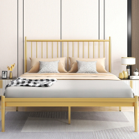 阿斯卡利欧式轻奢金色网红铁艺床单双人1.2米1.5米北欧铁架床铁艺床垫组合