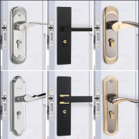 阿斯卡利(ASCARI)房门锁家用通用型卧室内门黑色锁具三件套老式门把手旧门换锁