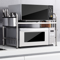304不锈钢微波炉架置物架阿斯卡利桌台面厨房双2多层电器烤箱子放收纳用品