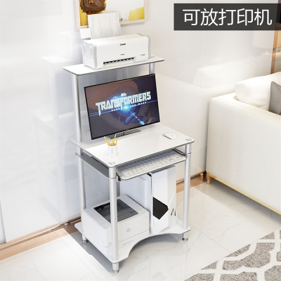 迷你卧室单人可移动钢化玻璃电脑台式桌阿斯卡利小户型家用单台双层60cm长