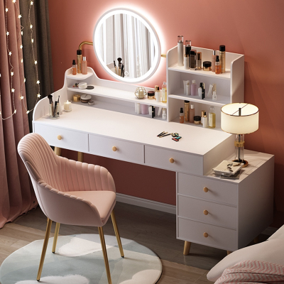 古达梳妆台2021年新款带灯镜ins化妆桌现代简约卧室收纳柜一体化妆台