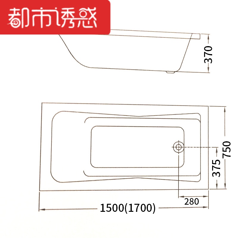 卫浴an1533嵌入式浴缸亚克力方形普通浴缸浴盆1.5/1.7米防滑高清大图