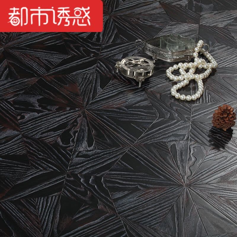 强化复合木地板12mm黑色大浮雕拼花地热防水耐磨 D820 1㎡都市诱惑图片