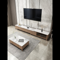 木岩板茶几电视柜组合现代古达简约客厅小户型伸缩大理石北欧家具