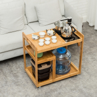 移动茶桌家用小茶台客厅茶几古达沙发边几带轮矮茶车功夫茶具泡茶套装