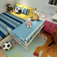 儿童床男孩单人床折叠双人床古达带护栏简易家用加宽拼接幼儿园床
