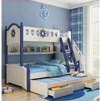 古达高低床儿童双层床成年小户型子母床交错式两层多功能蓝色上下铺床