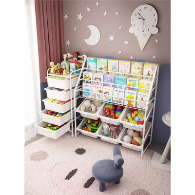 古达书架儿童家用玩具收纳整理幼儿宝宝绘本落地多层收纳柜简易置物架