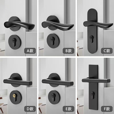阿斯卡利(ASCARI)黑色室内卧室房门锁家用房间门把手锁具通用型分体磁吸锁
