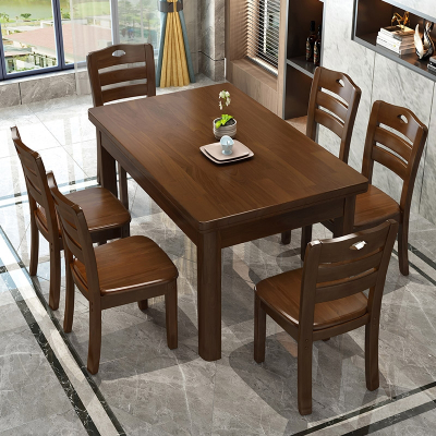 古达长方形西餐桌椅组合1.2米现代简约小户型原木饭桌6人家用