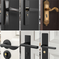 卧室门锁室内的好房门分体锁黑色卫生间实木门把手家用通用型锁具