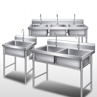 蜂贝(FENGBEI)商用水槽单双三池槽盆带支架不锈钢水池洗手盆饭店厨房洗菜