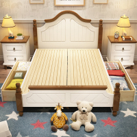 尋木匠地中海实木床男孩单人床1.5米1.2米家用高箱储物床1.35米宽