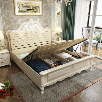 尋木匠欧式白色实木床现代简约1.5米1.8*1.9米美式双人床高箱储物公主床