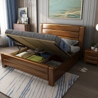 尋木匠金丝胡桃木实木床主卧1.8米现代中式双人床简约1.5m高箱储物婚床