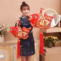 古达年货中国结对福字新年鱼挂件新婚室内吉祥双鱼对鱼挂饰布置年年有余大