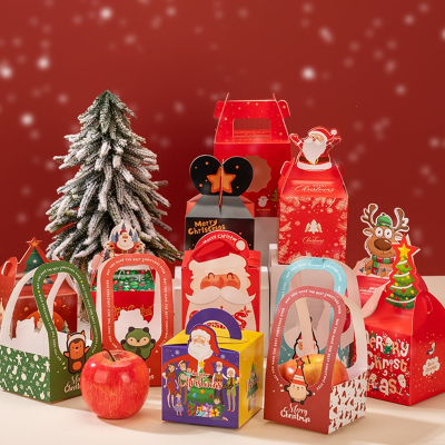 古达圣诞苹果礼盒夜装饰创意小礼品果包装空纸盒子礼物糖果袋圣诞装饰