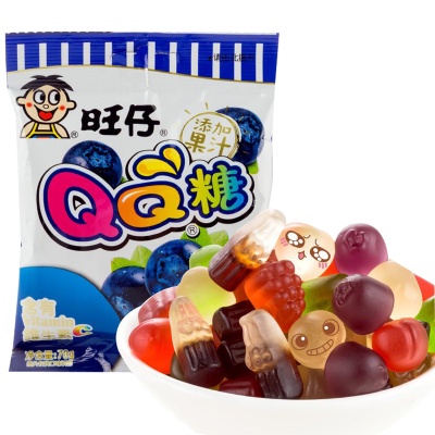 旺旺 糖果 旺仔QQ糖蓝莓味70g*2包