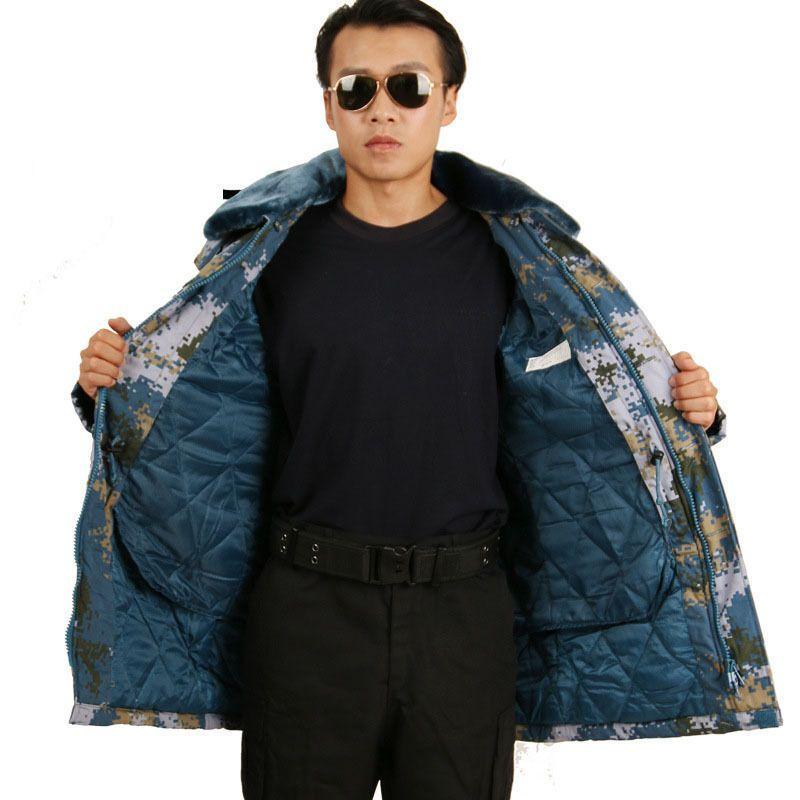 07式老式户外冬季军大衣海洋迷彩大衣军大衣保安棉服保暖物业外套